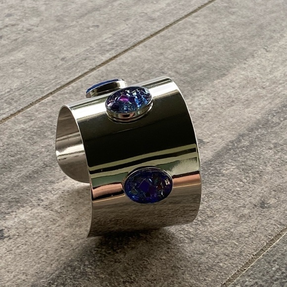 Vintage Sarah Coventry Cleopatra Cuff Blue Confetti Lucite Modern Space Age - Picture 13 of 14